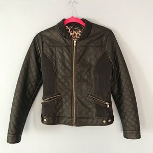 MED Forever Black Faux Quilted Leather Moto Jacket
